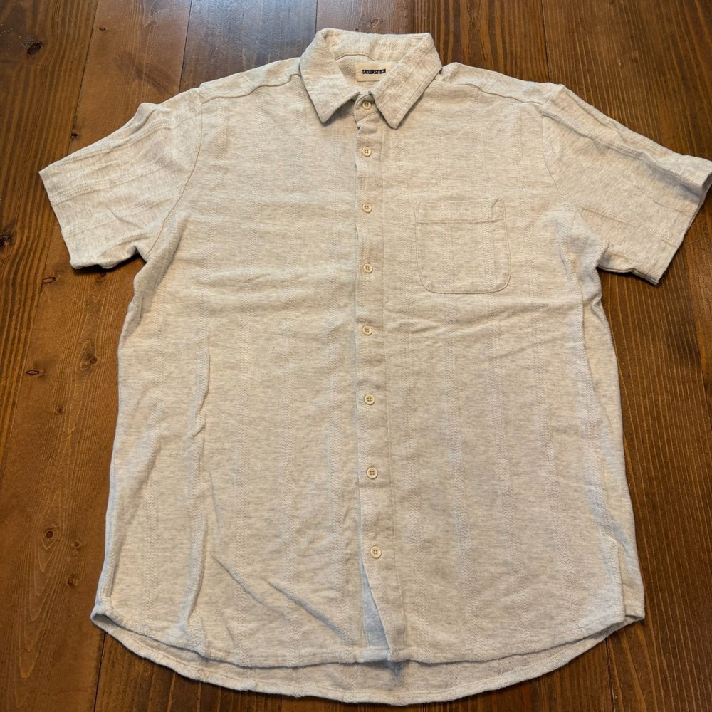 Taylor Stitch 'California' Short Sleeve Short Size 42 Large Gray Cotton Textured